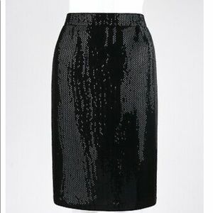 ST. JOHN COUTURE by Marie Gray Black Paillette Santana Knit Skirt sz-16